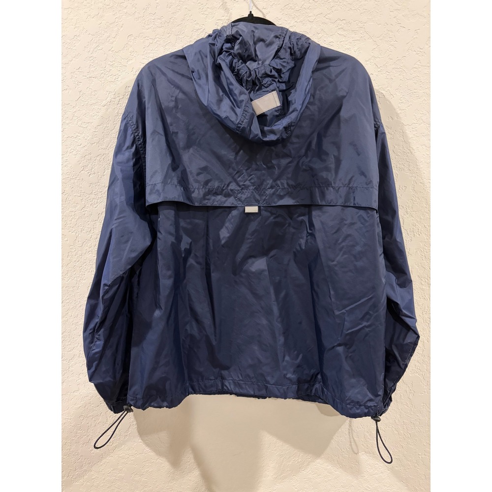 Vintage Old Navy Mens Windbreaker Jacket Navy Blue Striped Sleeve Hooded - Picture 5 of 7